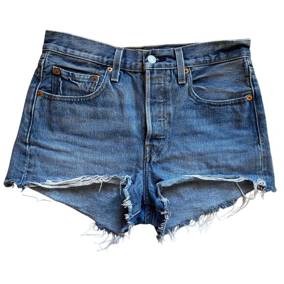 Levi’s Pants - Levi’s 501 Medium Wash Cut Off High Waisted Cotton Denim Shorts Size 27